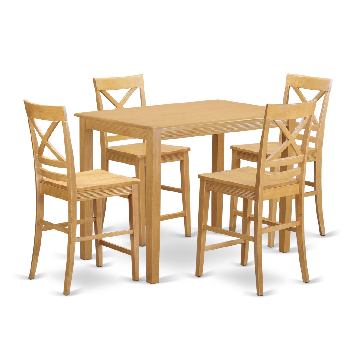 Counter Height Pub Table & 4 Dining Chair, Oak