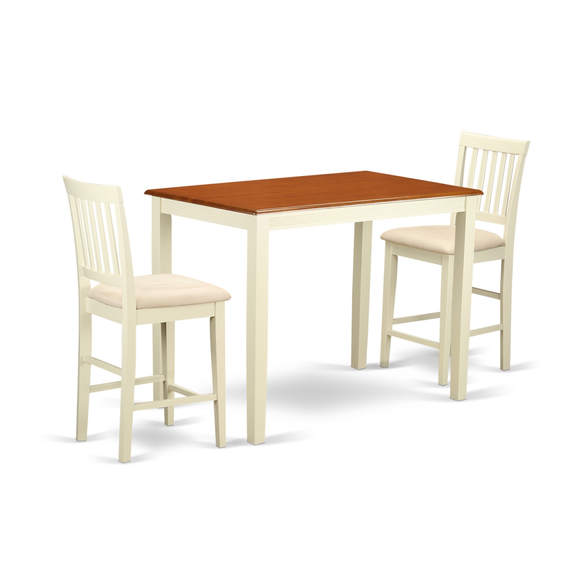 Counter Height Dining Pub Table & 2 Kitchen Chairs, White Finish