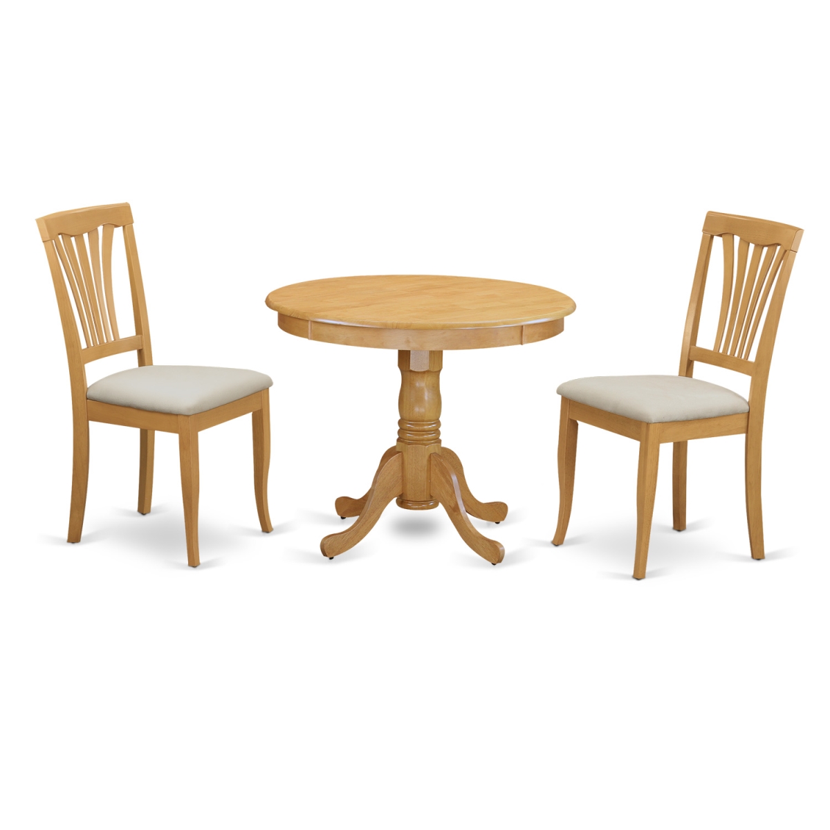 Picture of East West Furniture ANAV3-OAK-C Antique Dining Room Kitchen Dinette Table & 2 Chairs, Oak