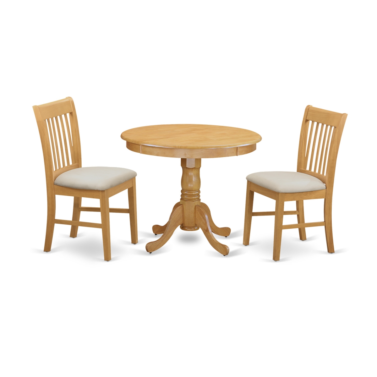 Kitchen Table & 2 Dining Chairs with Microfiber Upholstery Seat, Oak
