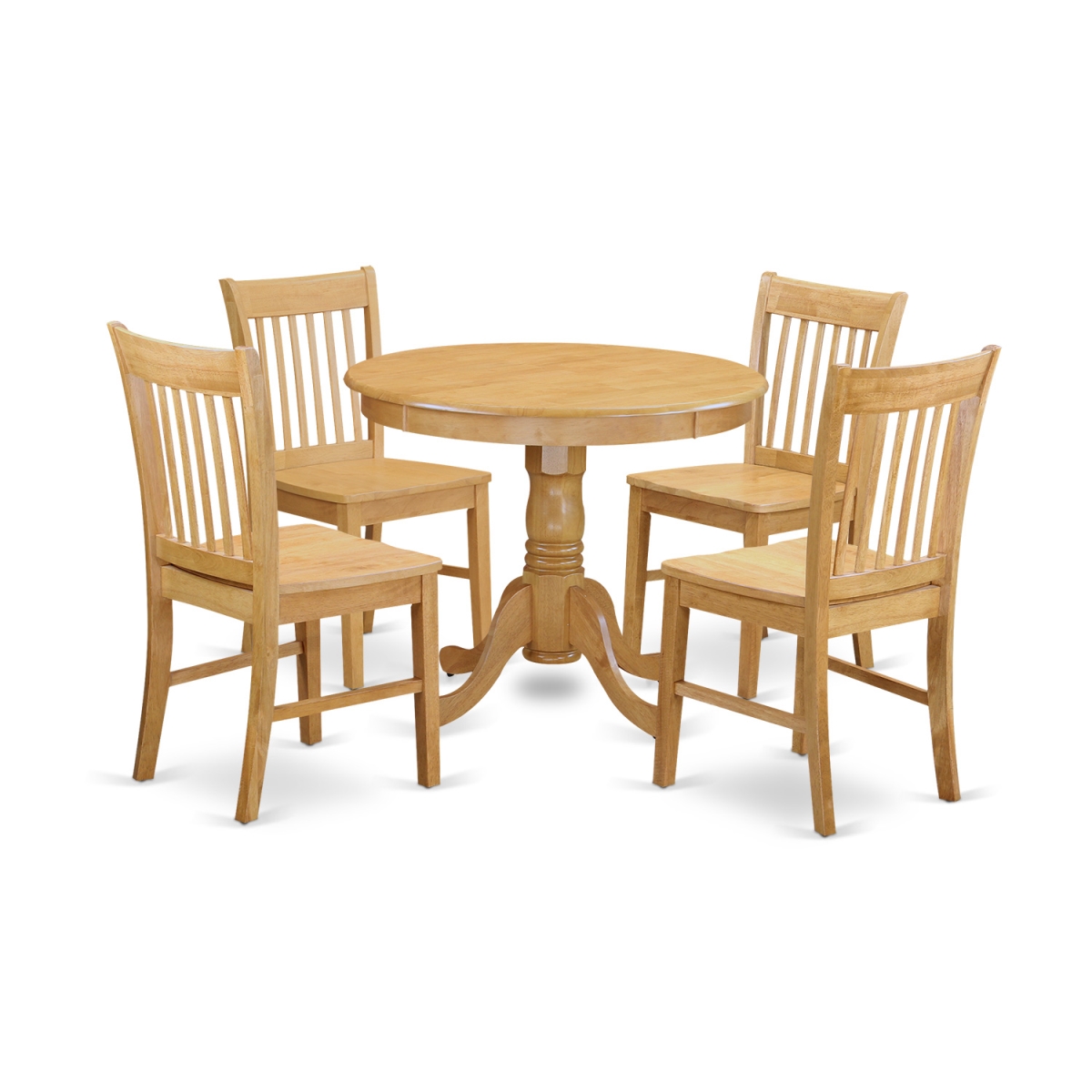 Dining Table for Small Spaces & 4 Room Chair, Oak