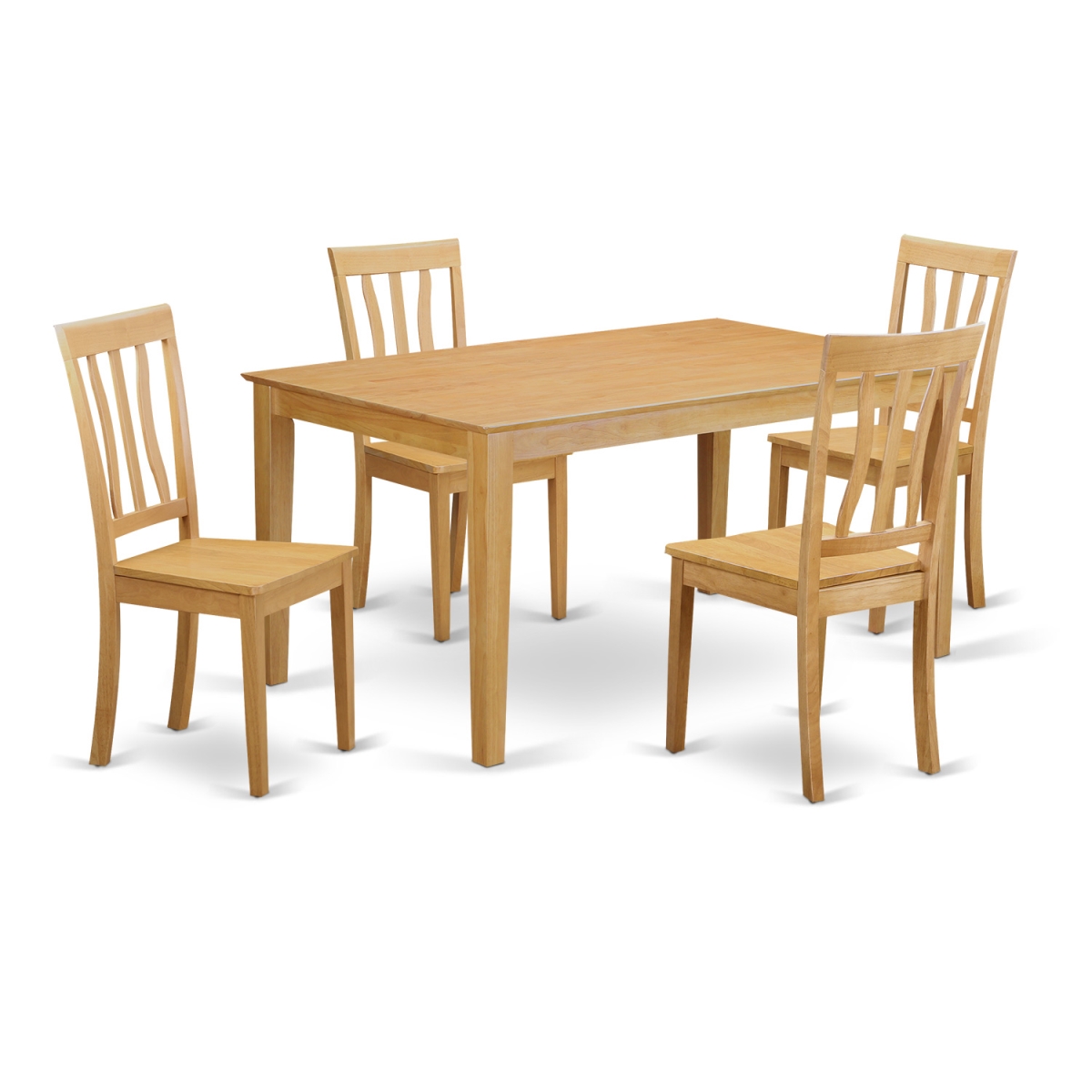 Capri Kitchen Table & 4 Dining Room Chairs, Oak