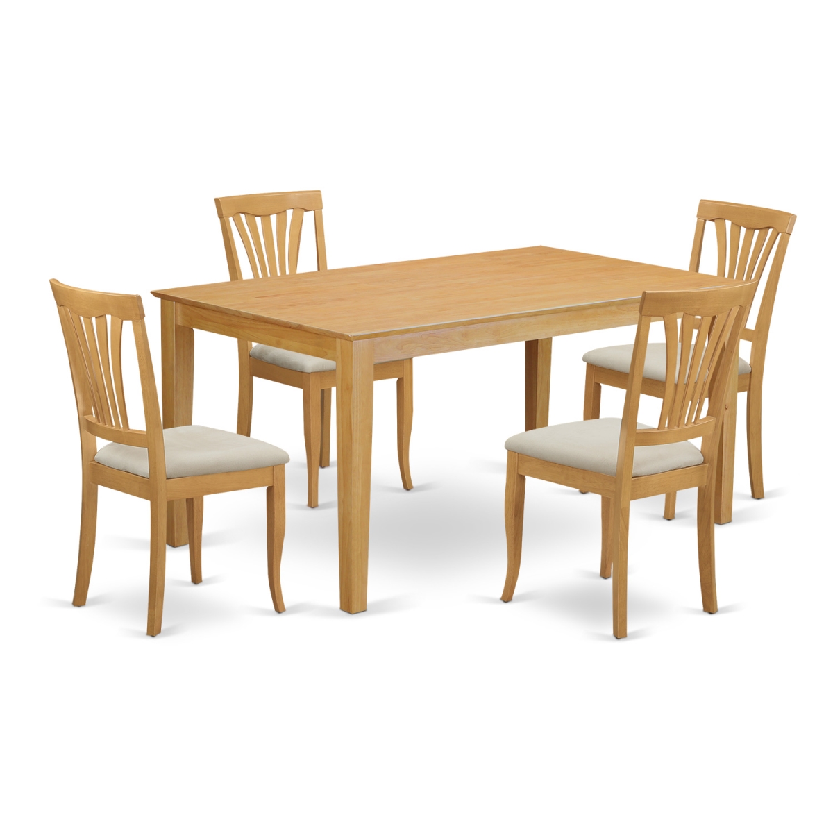 CAAV5-OAK-C Small Kitchen Table & 4 Dinette Chairs, Oak