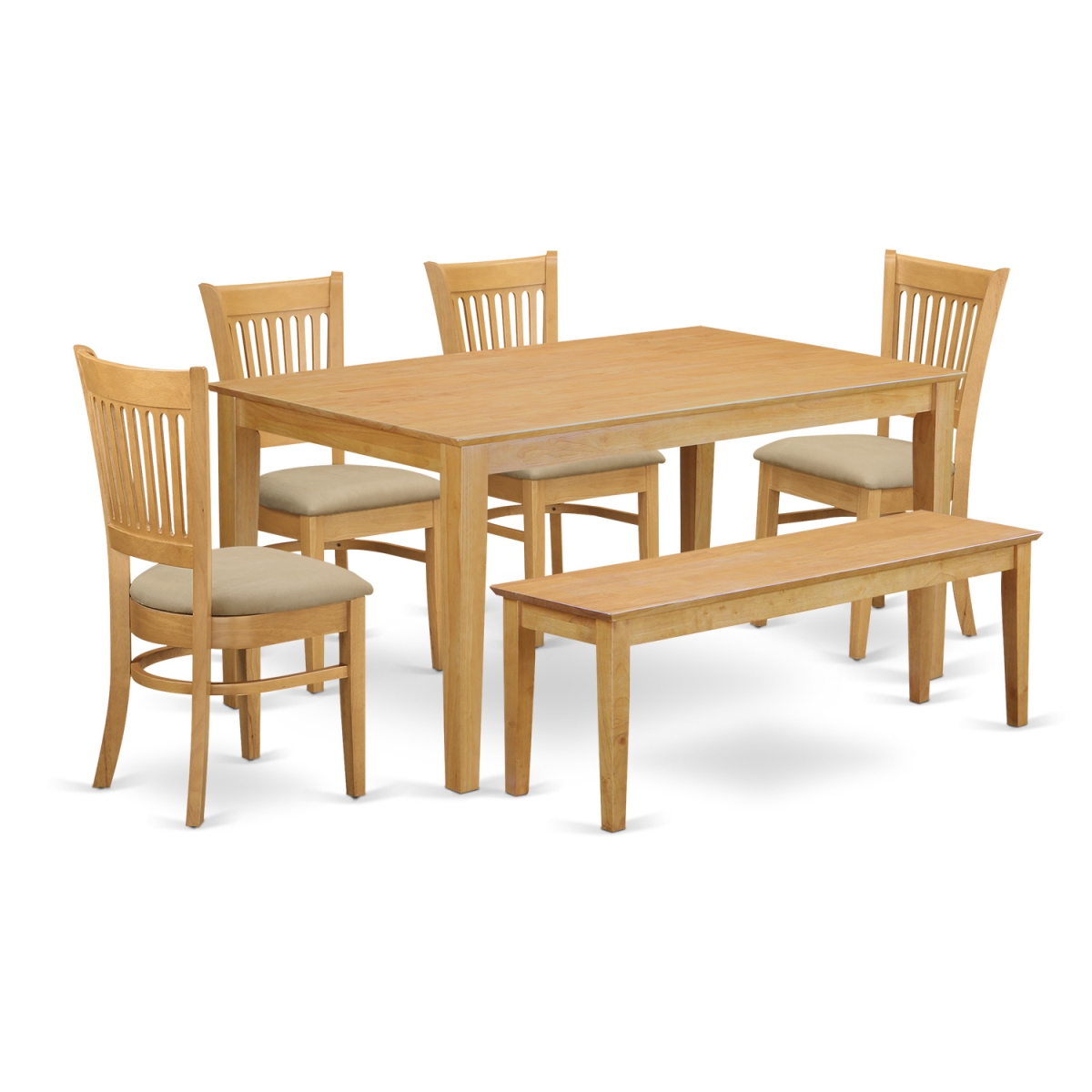 Kitchen Table & 4 Dining Room Chairs Combined with A Wooden Bench - Oak