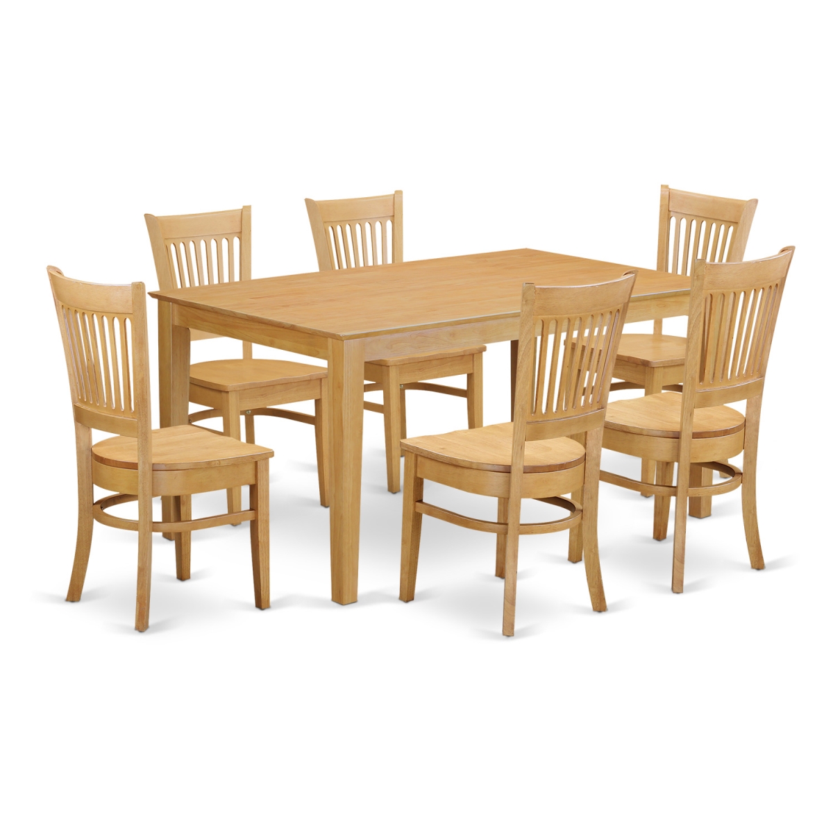 CAVA7-OAK-W Dining Room Table & 6 Chairs, Oak