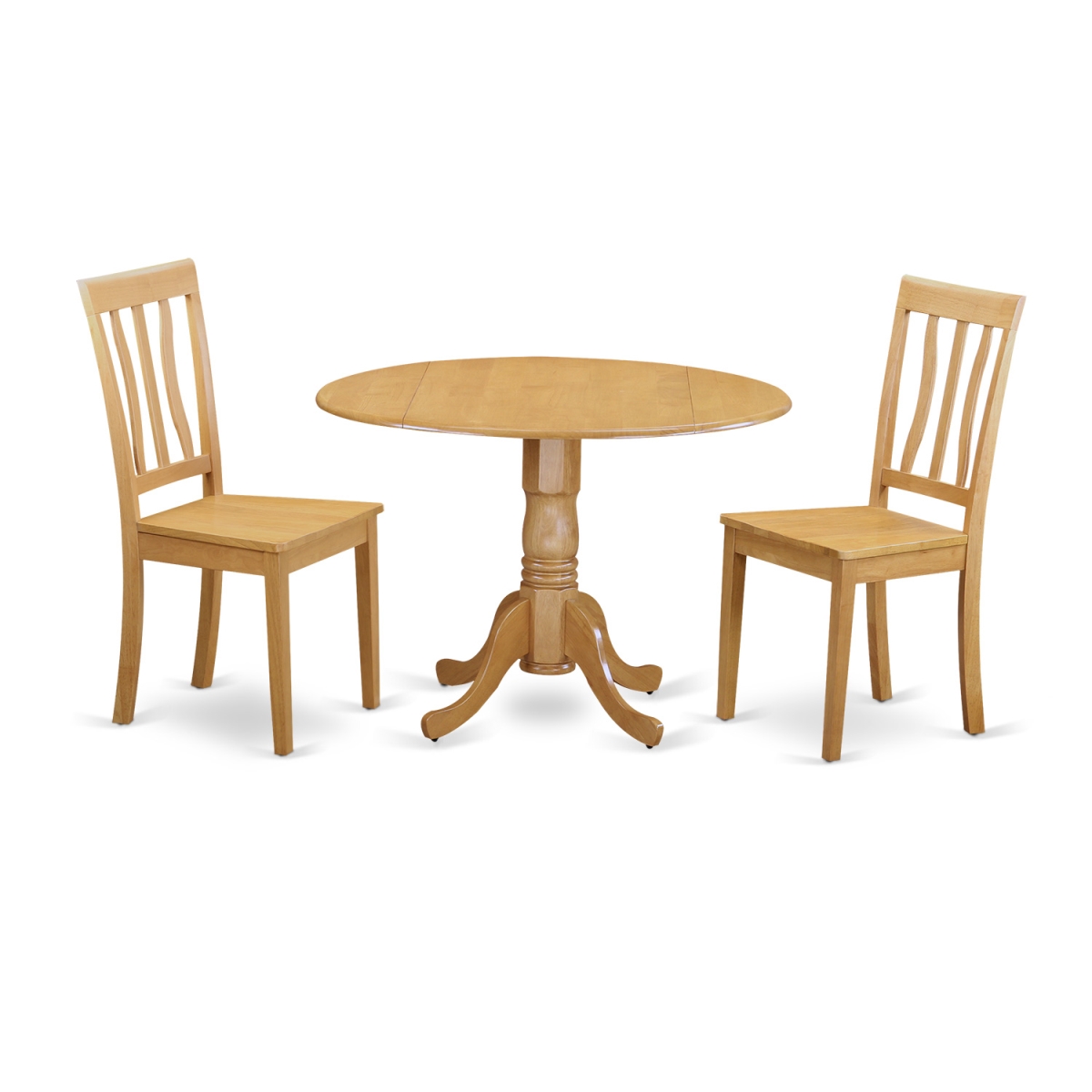 Dining Kitchen Dinette Table & 2 Room Chairs, Oak