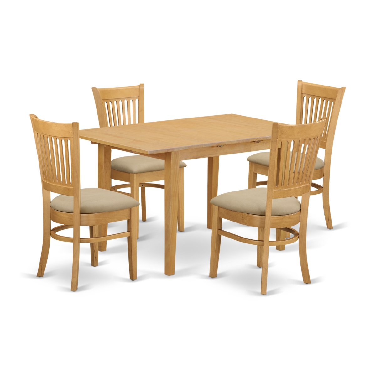 Moderate Rectangular Kitchen Dinette Table & 4 Chairs, Oak
