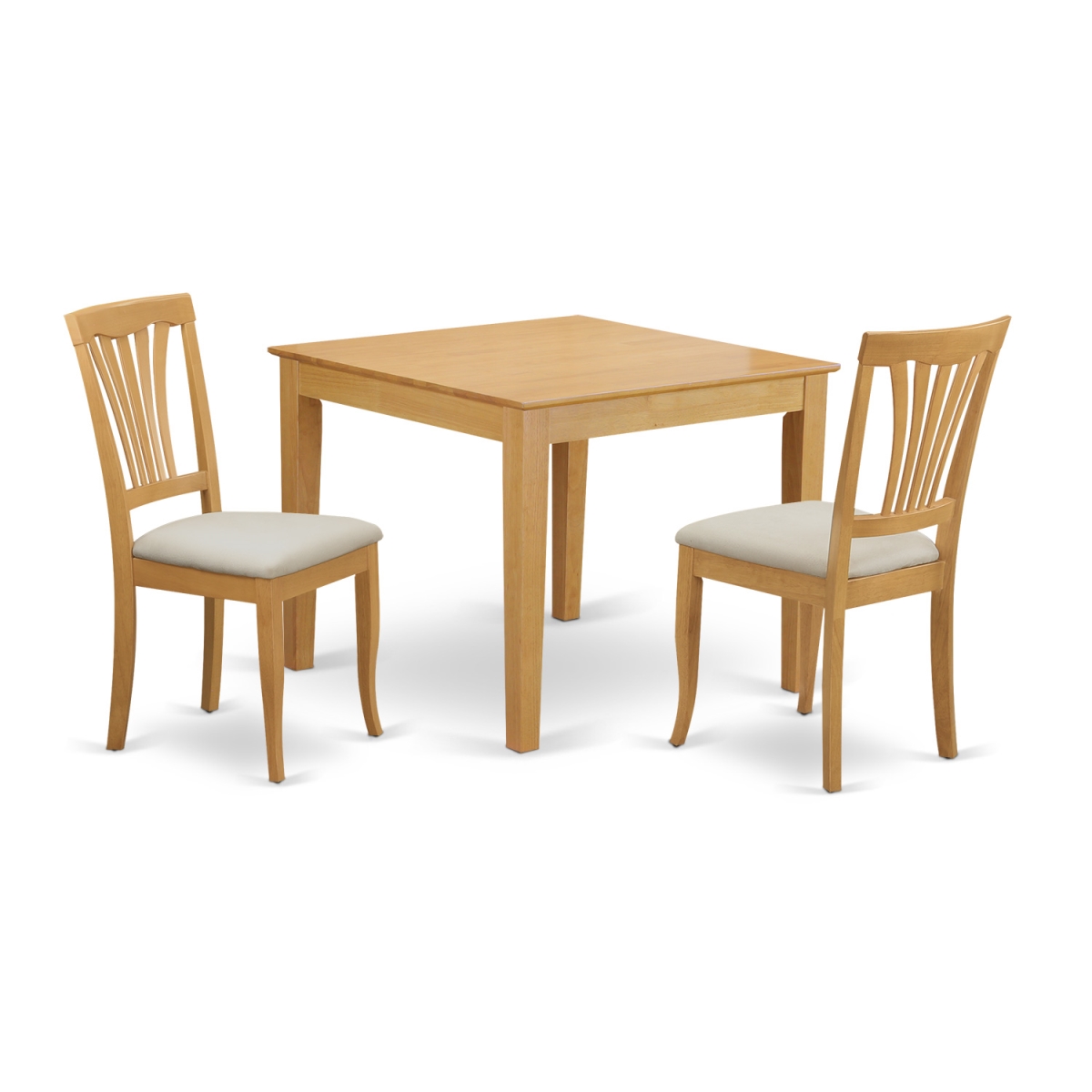 Picture of East West Furniture OXAV3-OAK-C Kitchen Dining Table for Small Spaces & 2 Dining Room Chairs, Oak