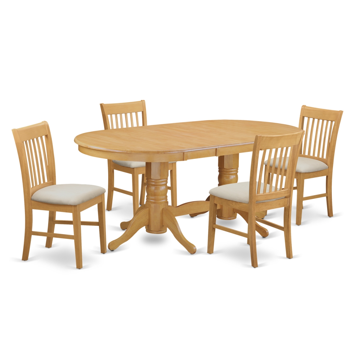 Table & 4 Dining Room Chairs, Oak