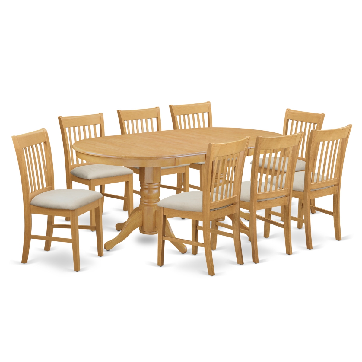 Small Kitchen Table & 8 Dining Room Chairs, Oak