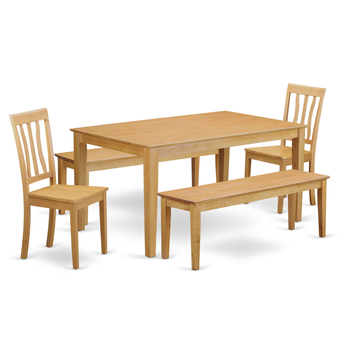 Dining Kitchen Dinette Table & 2 Chairs Along with 2 Benches, Oak