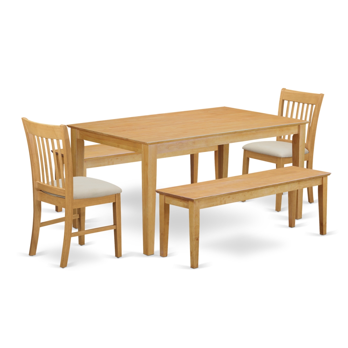 CANO5C-OAK-C Dining Room Small Kitchen Table & 2 Chairs Along with 2 Wooden Benches, Oak