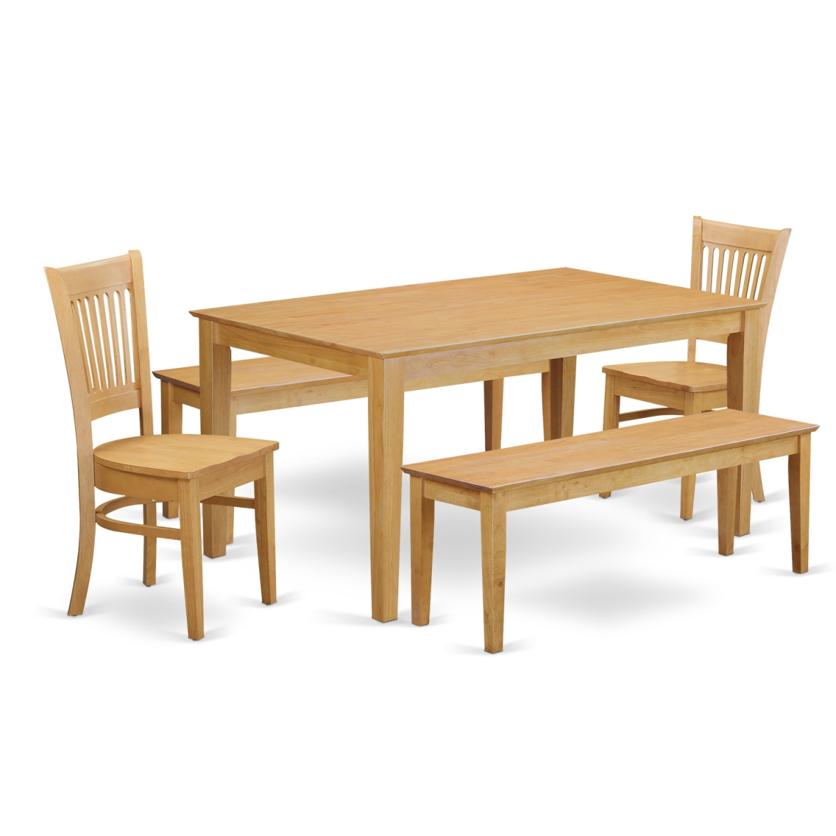 Table & 2 Dinette Chairs Together with 2 Benches, Oak
