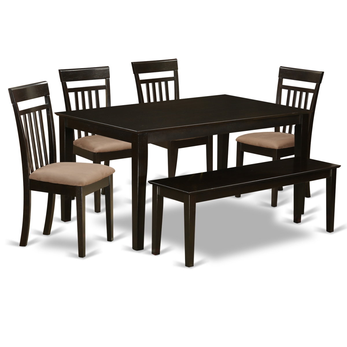 Picture of East West Furniture CAP6S-CAP-C Dining Table Set - Solid Top Kitchen Table & 4 Chairs Plus One Bench - 6 Piece