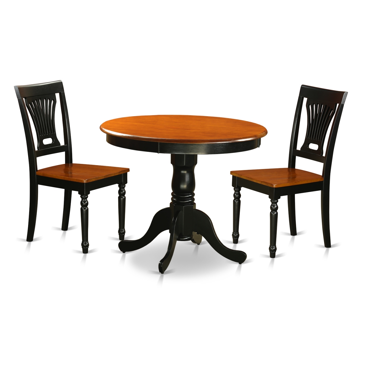 Picture of East West Furniture ANPL3-BLK-W Dining Set with 2 Wooden Chairs, Black & Cherry - 3 Piece