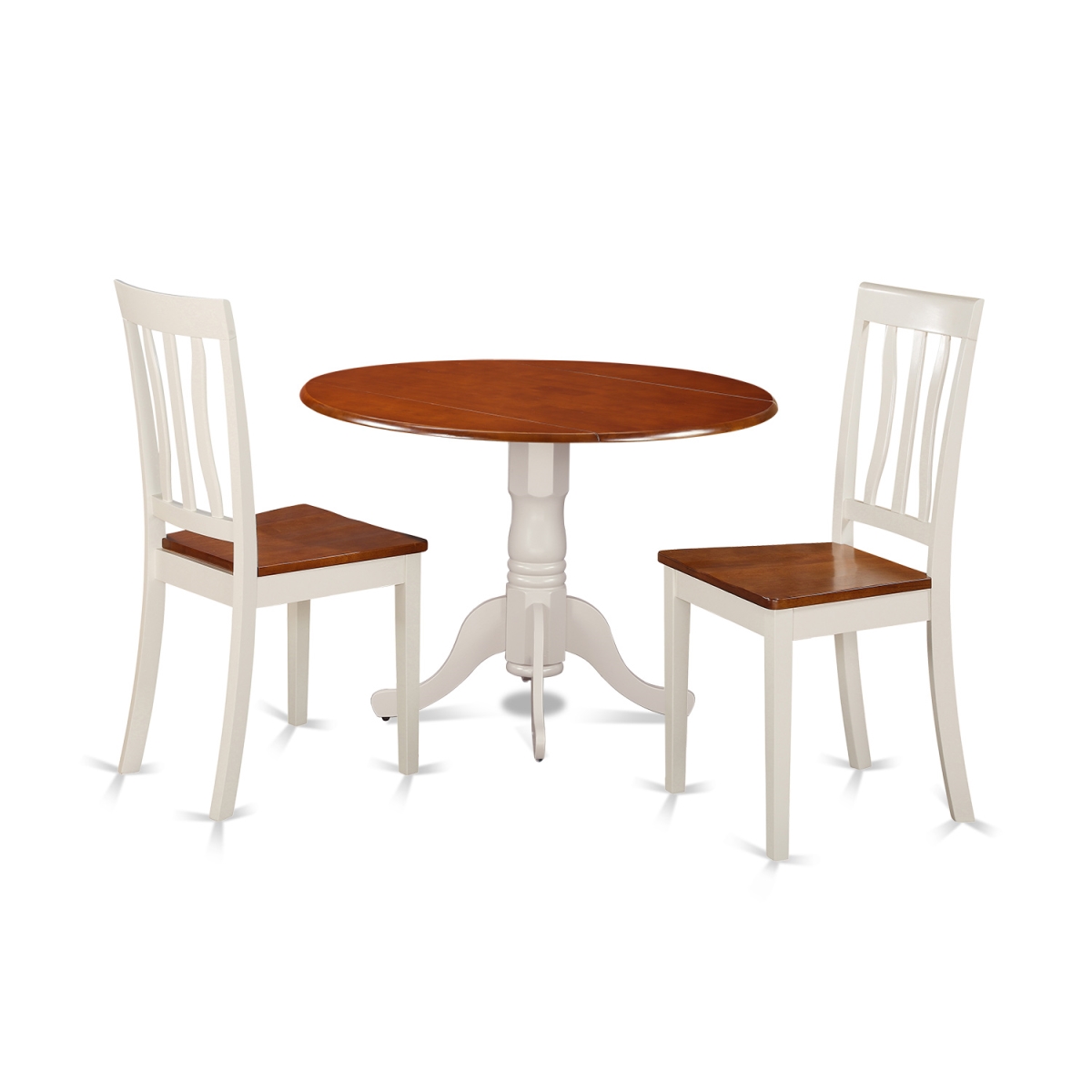 Picture of East West Furniture DLAN3-BMK-W Dublin Dining Set with 2 Solid Wood Chairs&#44; Buttermilk & Cherry - 3 Piece