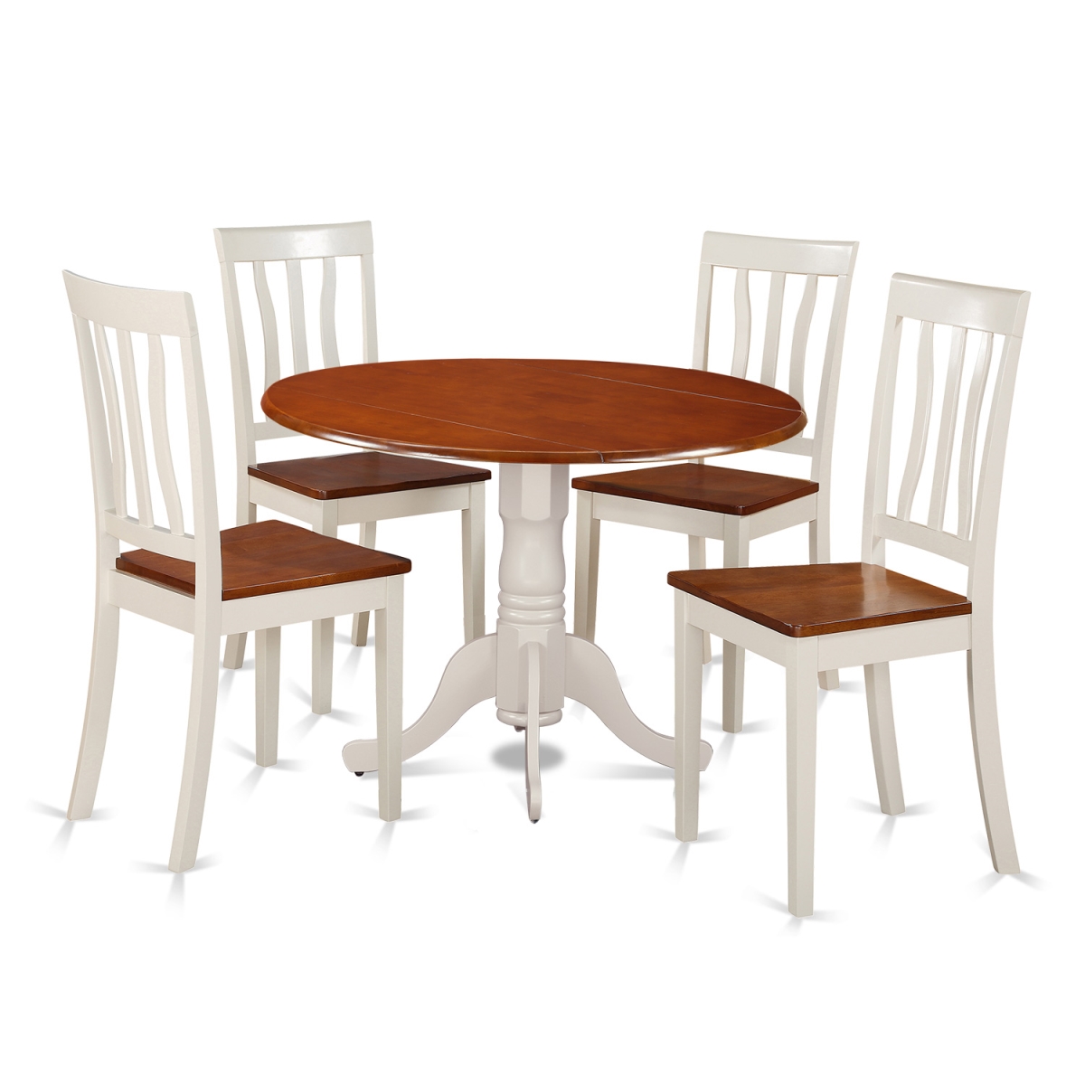 Picture of East West Furniture DLAN5-BMK-W Dublin Dining Set with 4 Solid Wood Chairs&#44; Buttermilk & Cherry - 5 Piece