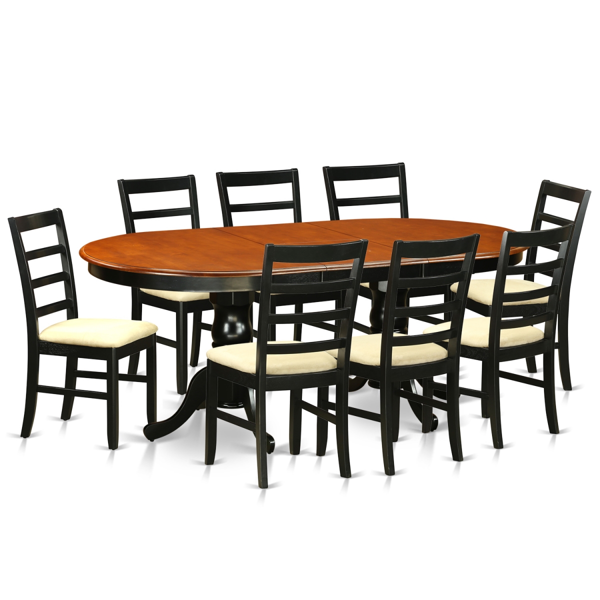 Microfiber Dining Room Set - Black & Cherry - 9 Piece