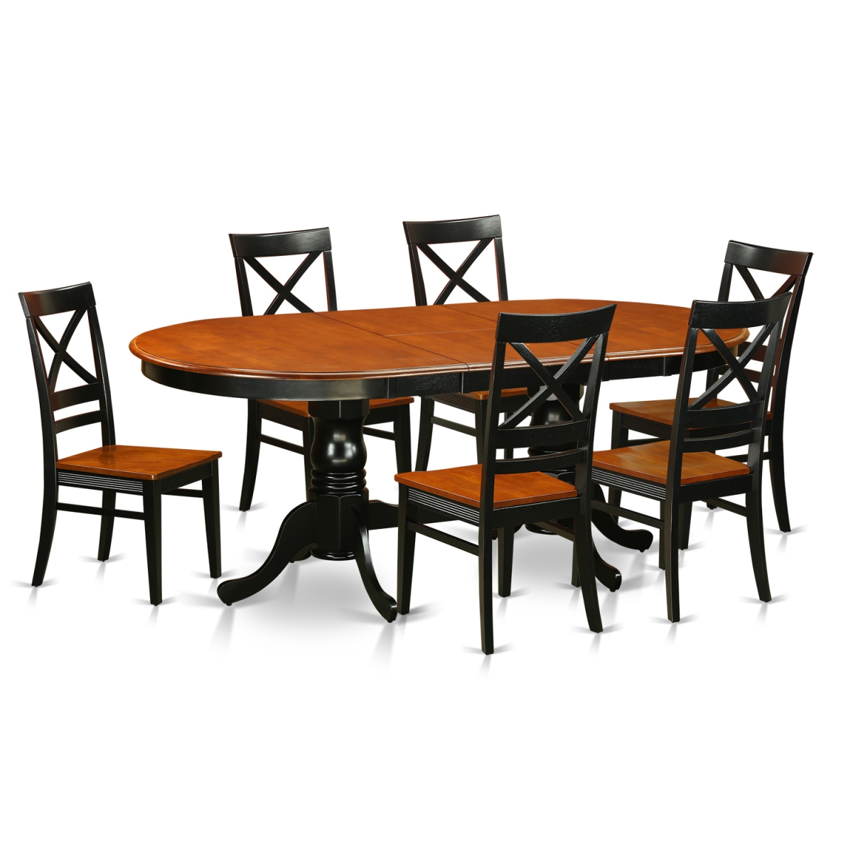 PLQU7-BCH-W Dining Set - Dining Table with 6 Solid Wood Chairs, Black & Cherry - 7 Piece -  East West Furniture