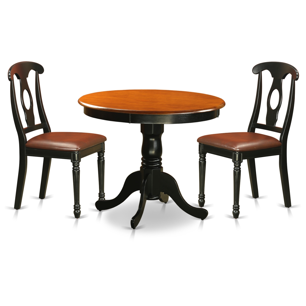 Picture of East West Furniture ANKE3-BLK-LC Dining Room Set with 2 Faux Leather Chairs, Black & Cherry - 3 Piece