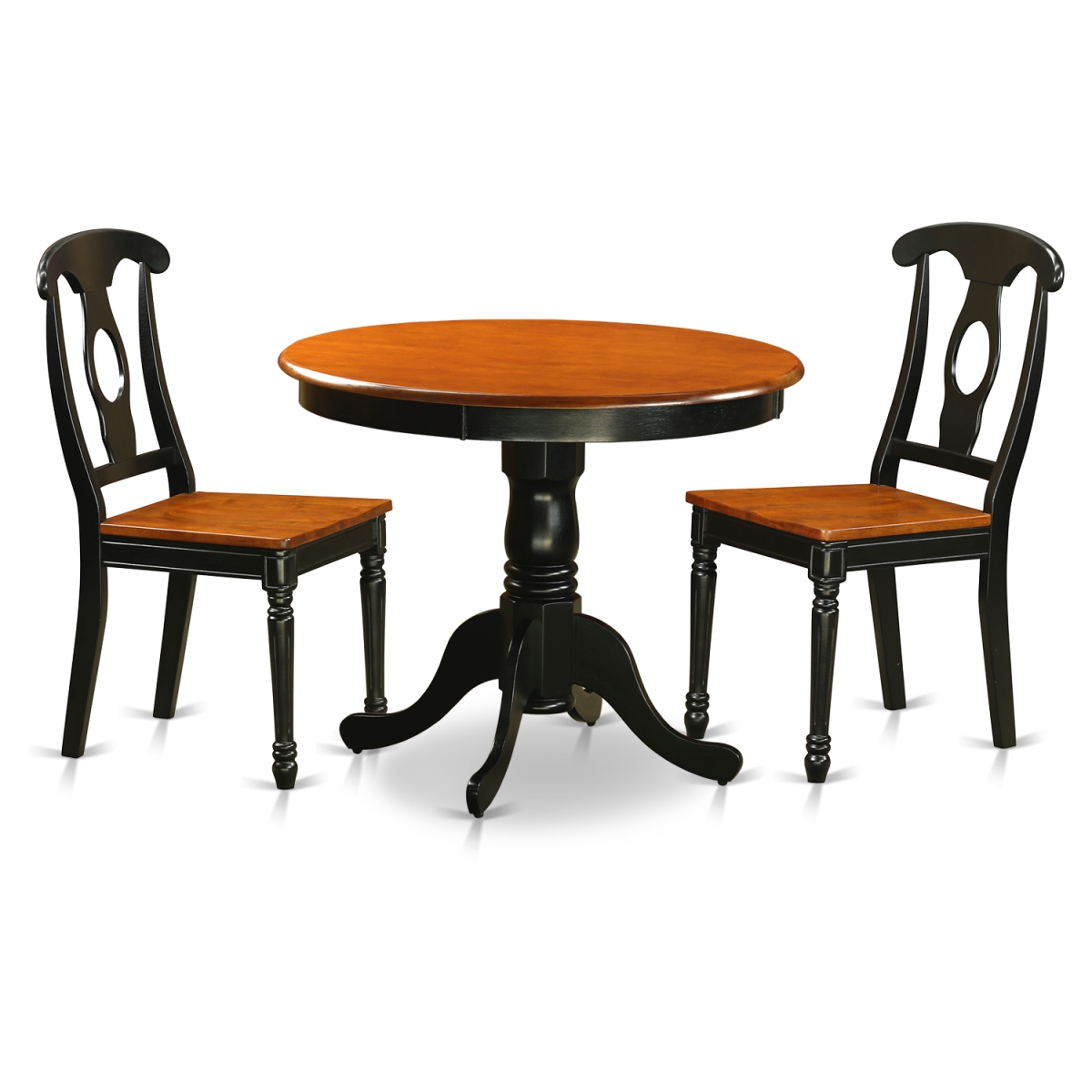 Picture of East West Furniture ANKE3-BLK-W Dining Room Set with 2 Wood Chairs, Black & Cherry - 3 Piece