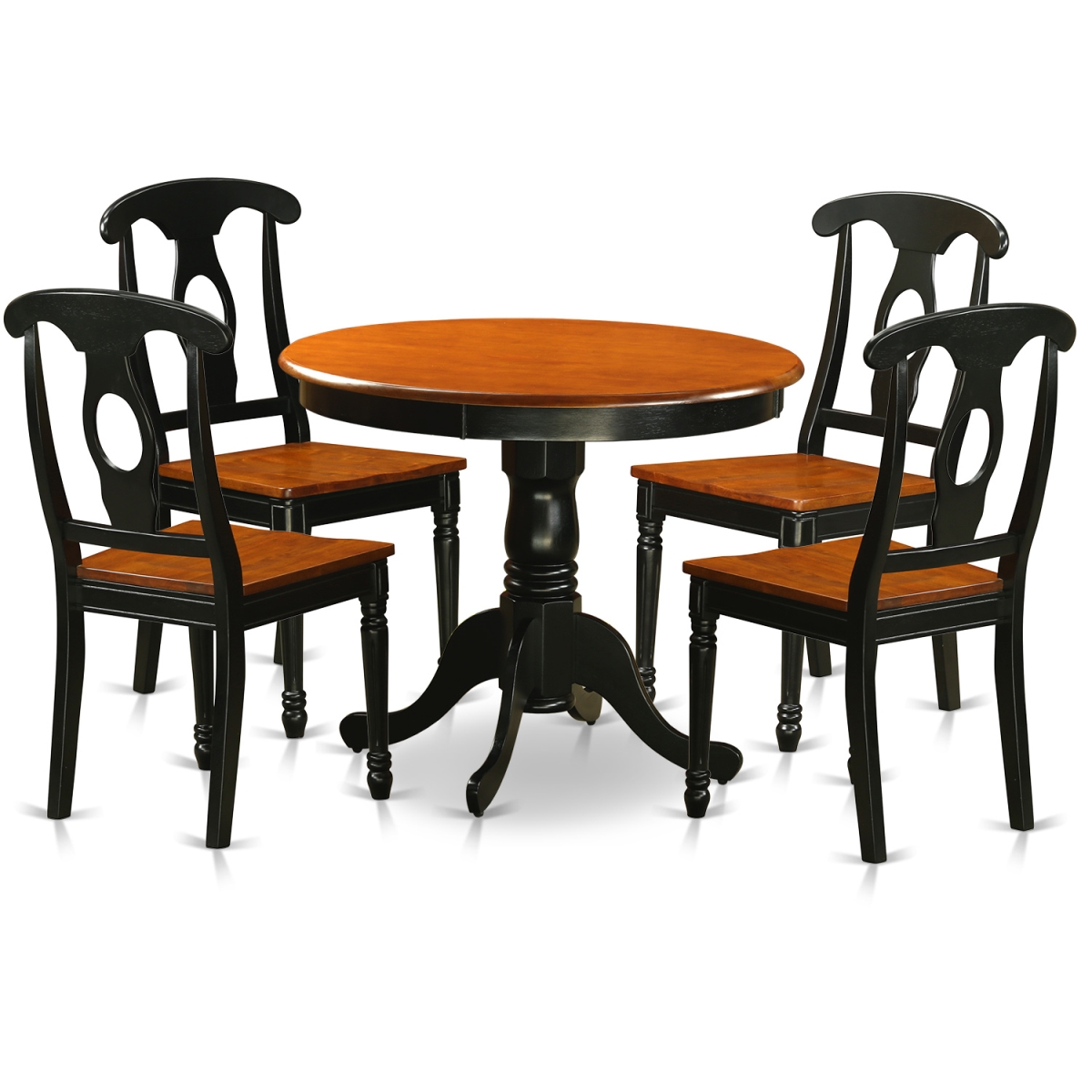 Picture of East West Furniture ANKE5-BLK-W Dining Set Including 4 Wood Chairs, Black & Cherry - 5 Piece
