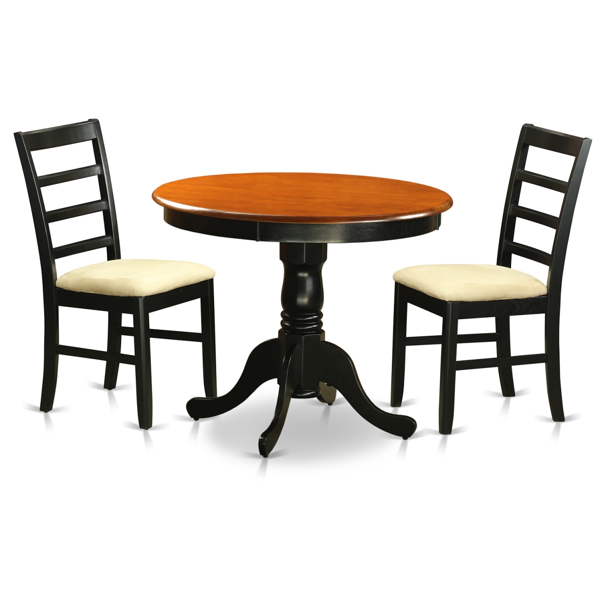 Picture of East West Furniture ANPF3-BLK-C Dining Furniture Set with 2 Microfiber Chairs, Black & Cherry - 3 Piece
