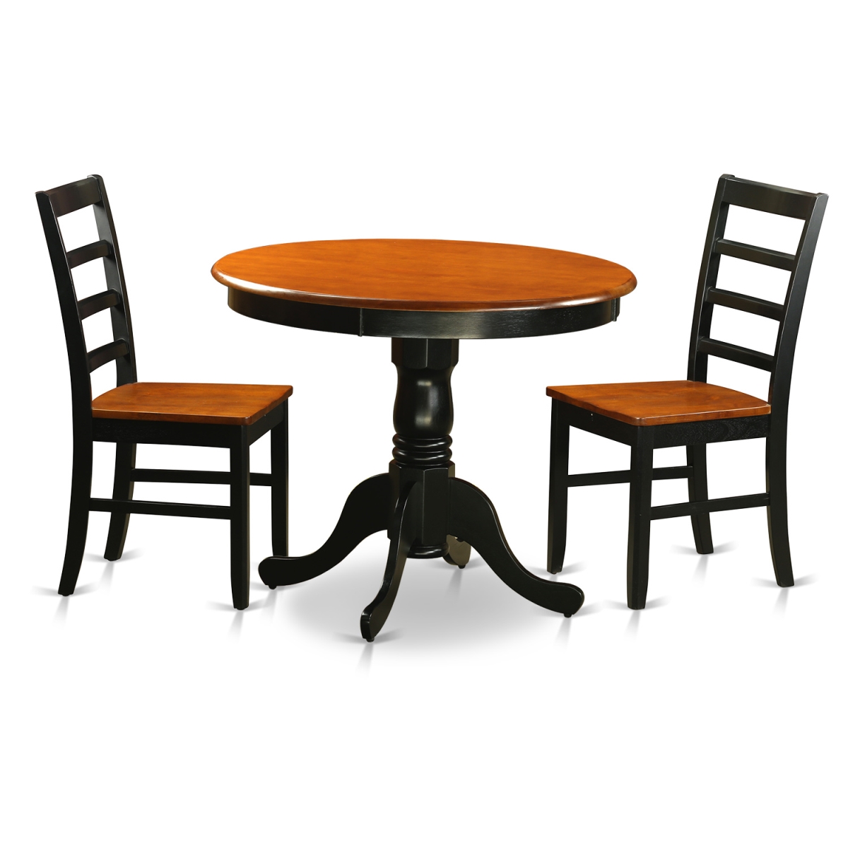 Picture of East West Furniture ANPF3-BLK-W Dining Furniture Set with 2 Wooden Chairs, Black & Cherry - 3 Piece