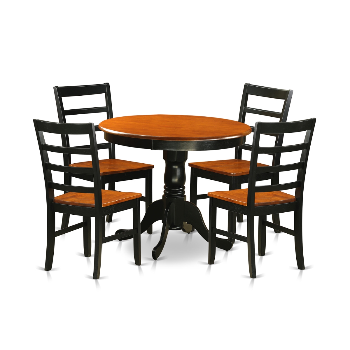 Picture of East West Furniture ANPF5-BLK-W Dining Furniture Set with 4 Wooden Chairs, Black & Cherry - 5 Piece