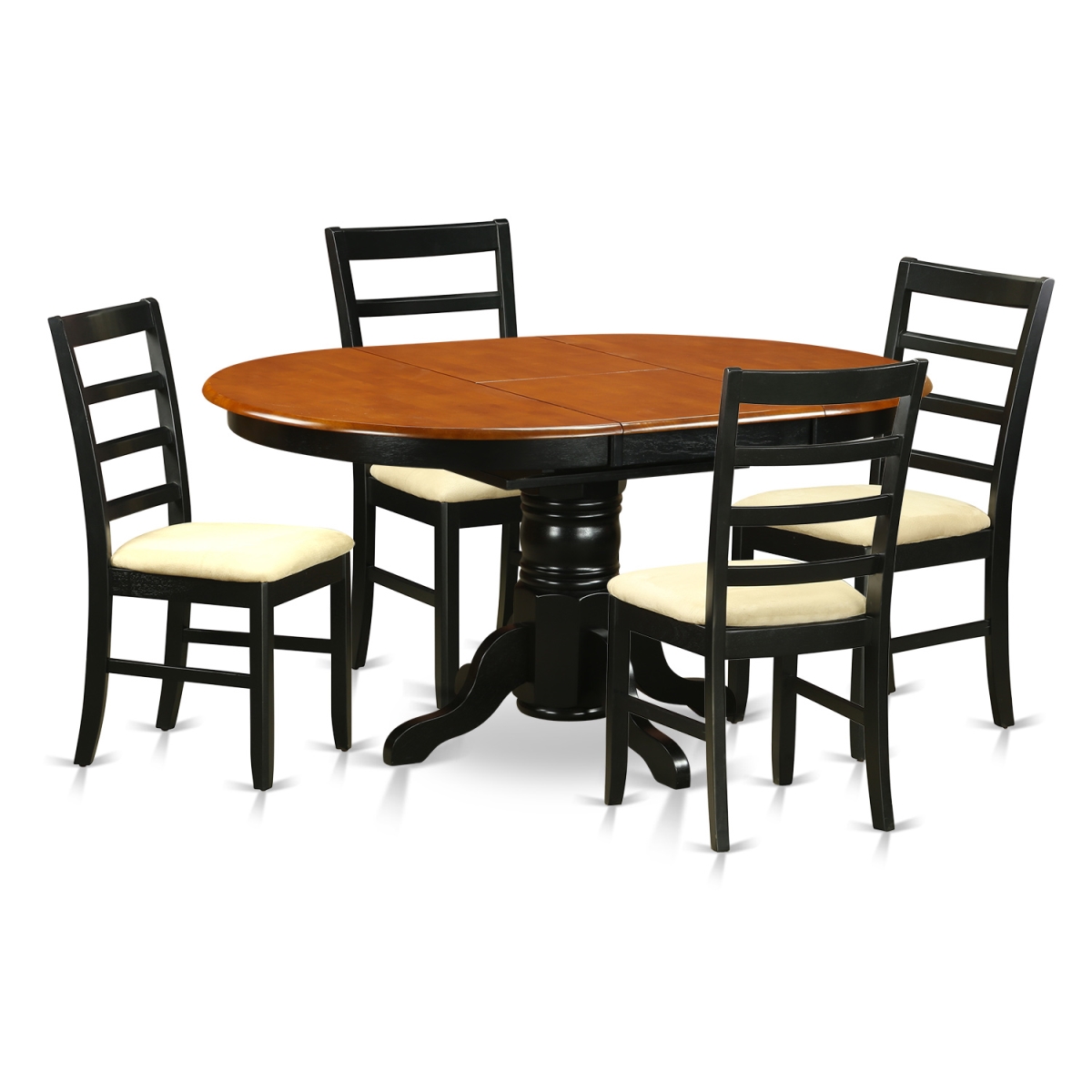 Picture of East West Furniture AVPF5-BCH-C Microfiber Dining Set with 4 Wooden Chairs, Black & Cherry - 5 Piece