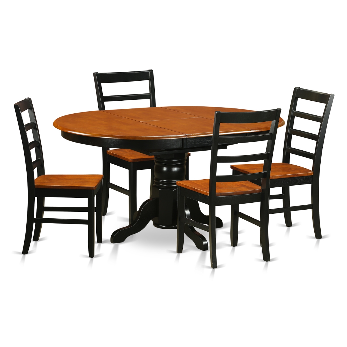 Picture of East West Furniture AVPF5-BCH-W Wood Seat Dining Set with 4 Wooden Chairs, Black & Cherry - 5 Piece