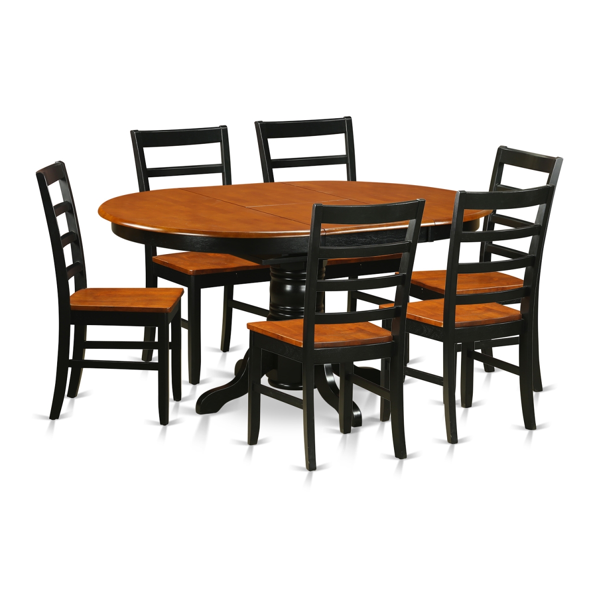 Picture of East West Furniture AVPF7-BCH-W Wood Seat Dining Set with 6 Wooden Chair, Black & Cherry - 7 Piece