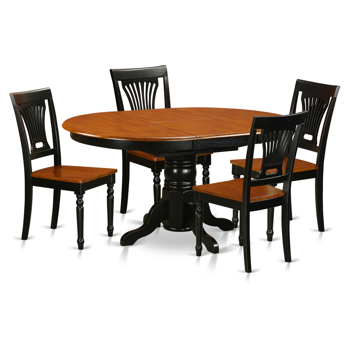 AVPL5-BCH-W Wood Seat Dining Set with 4 Solid Chairs, Black & Cherry - 5 Piece -  East West Furniture