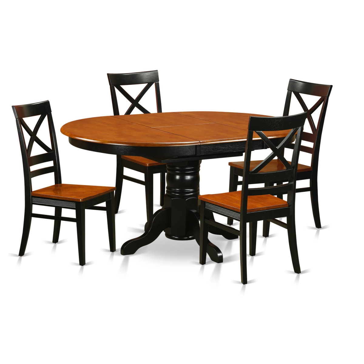 AVQU5-BCH-W Dining Set with 4 Wood Chairs, Black & Cherry - 5 Piece -  East West Furniture