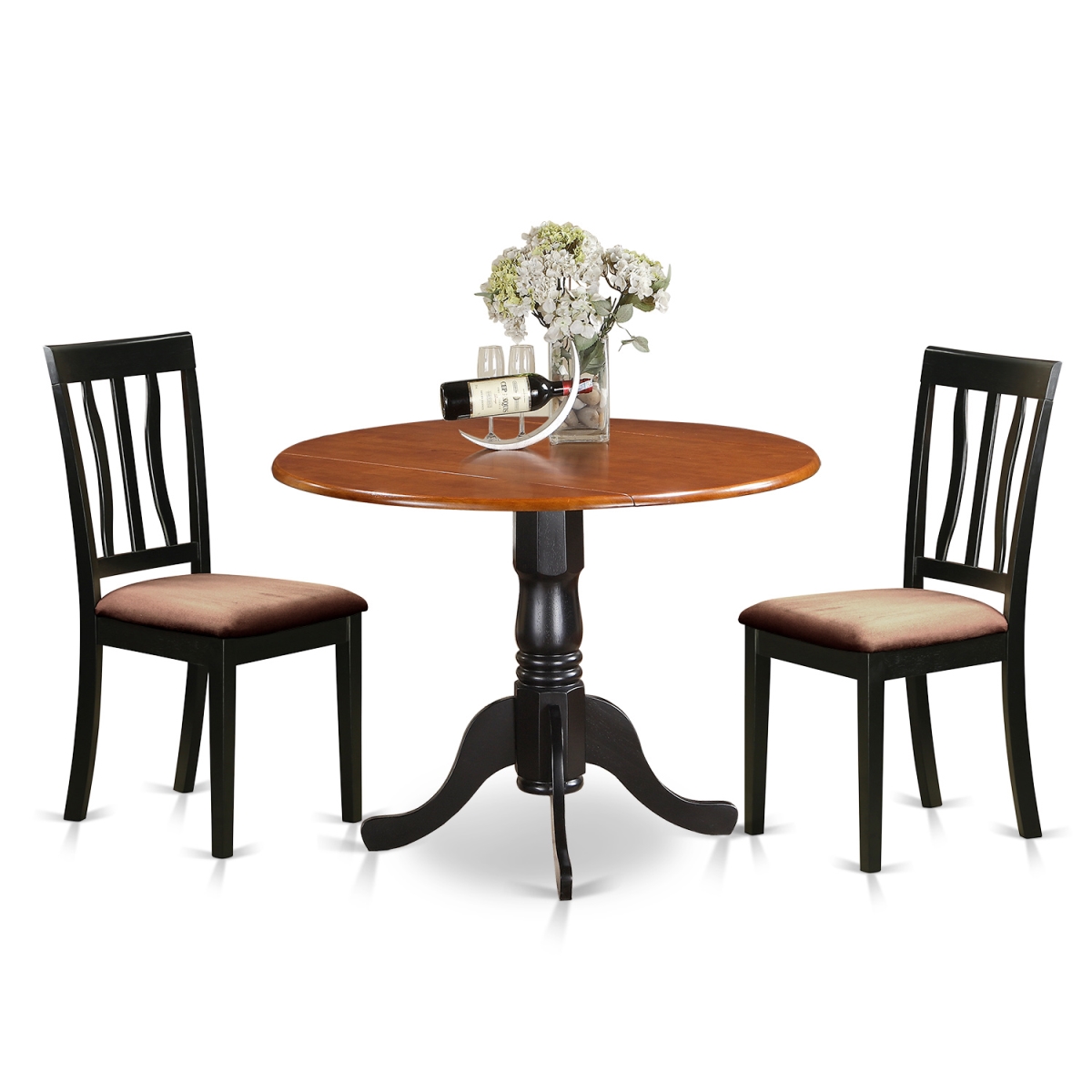 Picture of East West Furniture DLAN3-BCH-C Dublin Dining Set with 2 Wood Chairs&#44; Black & Cherry - 3 Piece