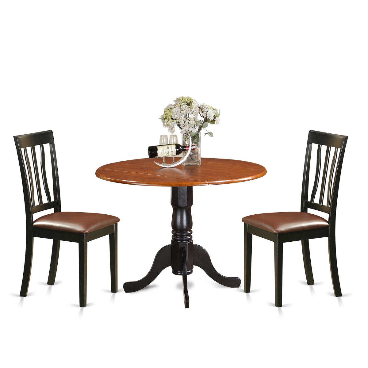Picture of East West Furniture DLAN3-BCH-LC Dublin Dining Set with 2 Solid Wood Chairs&#44; Black & Cherry - 3 Piece