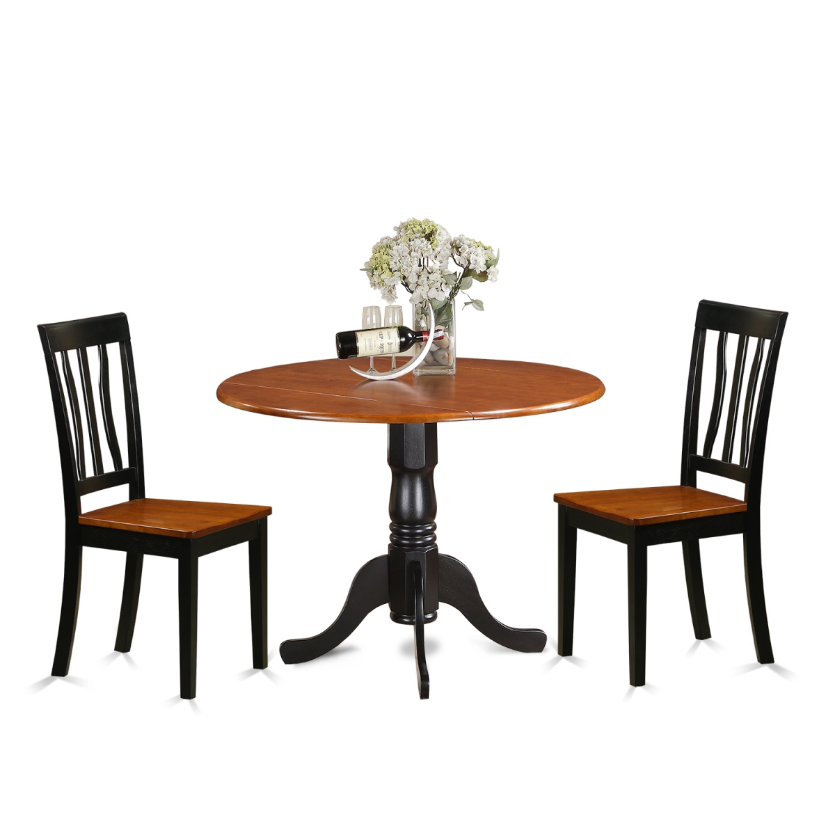 Picture of East West Furniture DLAN3-BCH-W Dublin Dining Set with 2 Wooden Chairs&#44; Black & Cherry - 3 Piece