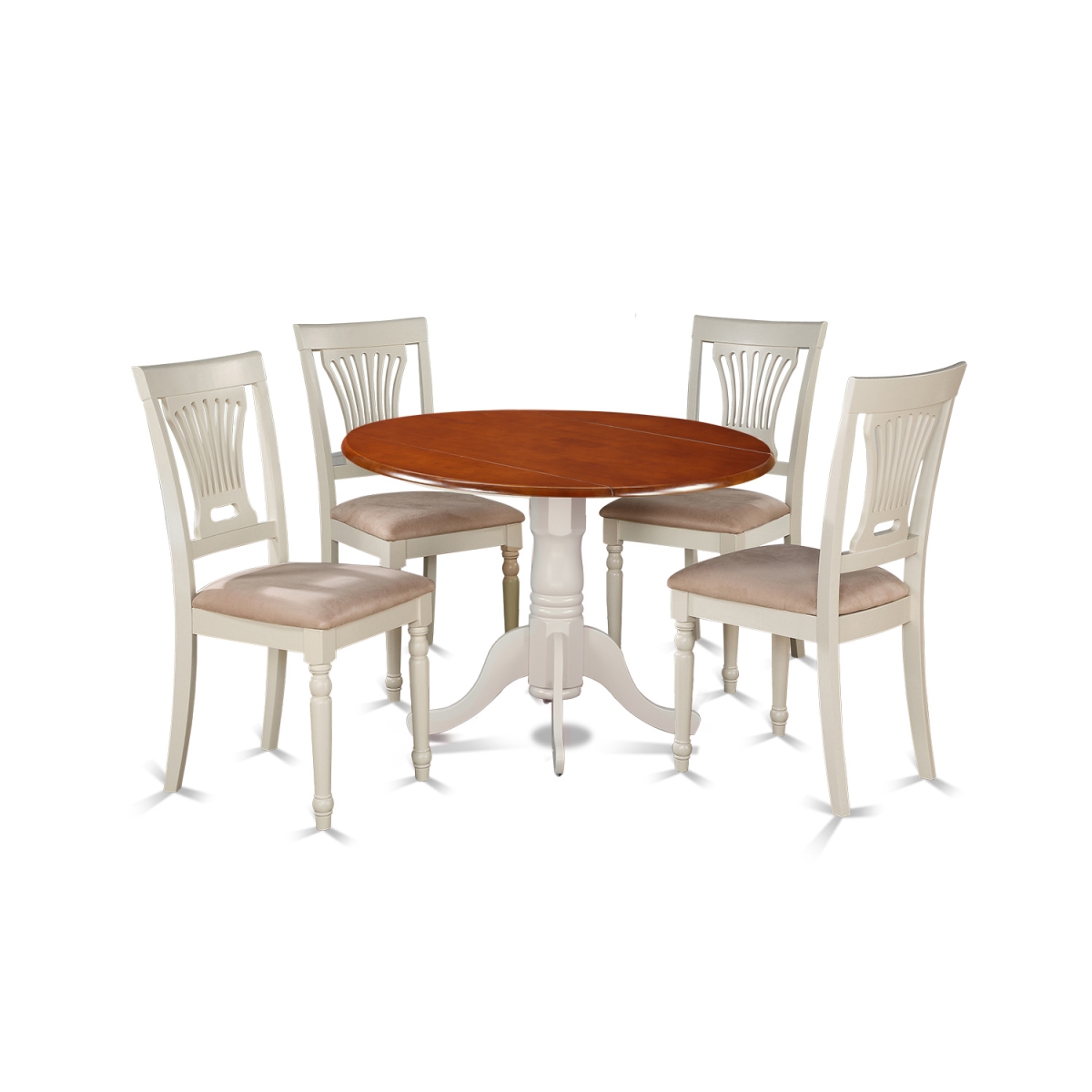 Picture of East West Furniture DLPL5-BMK-C Dublin Kitchen Table Set - Dining Table & 4 Wooden Chairs, Buttermilk & Cherry - 5 Piece
