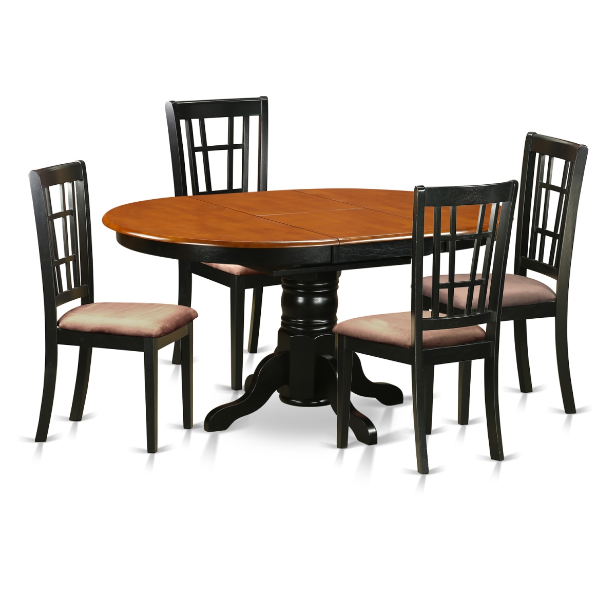 Kitchen Table Set - Black & Cherry - 5 Piece