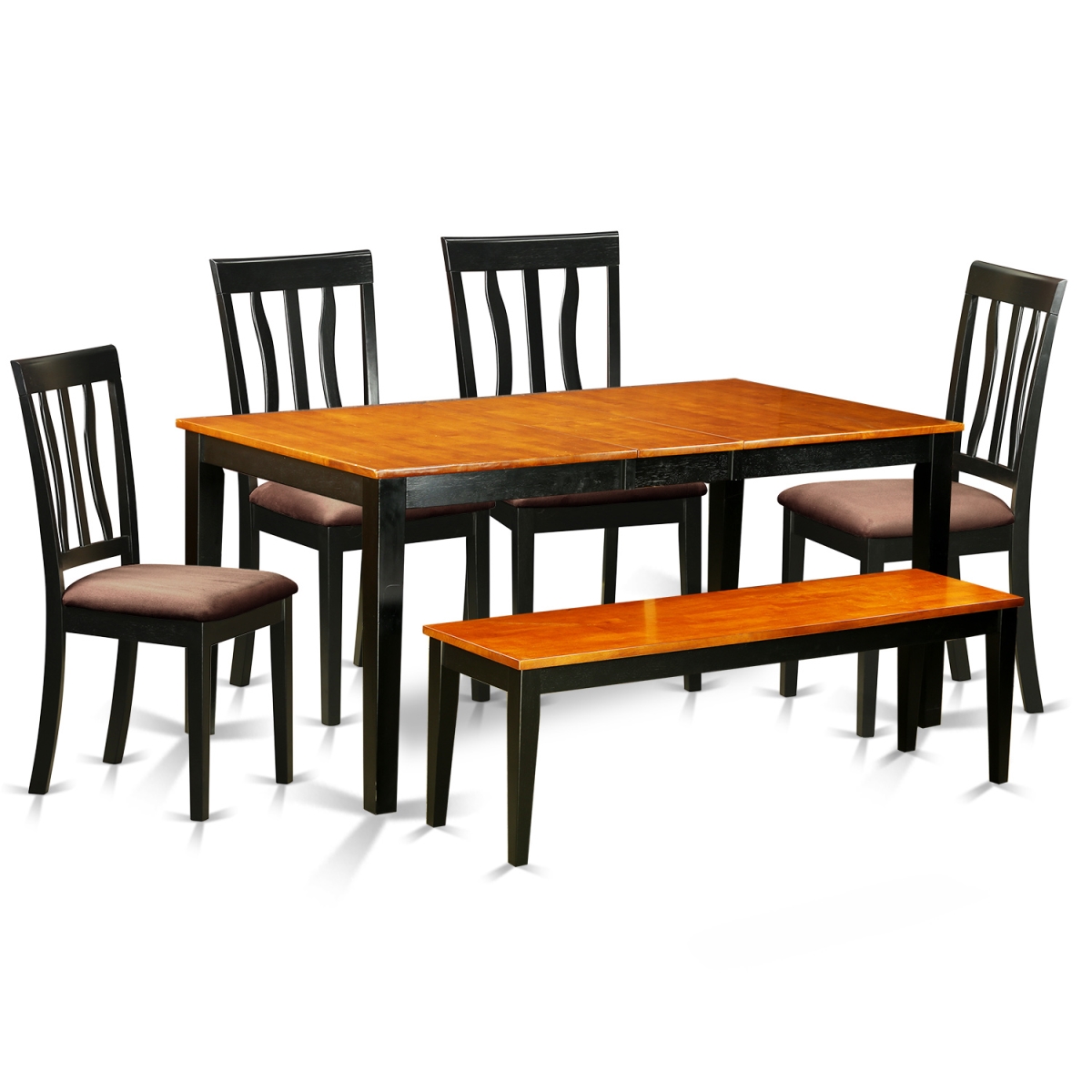 Kitchen Table Set - Dining Table & 4 Solid Wood Chairs Plus One, Black & Cherry - 6 Piece