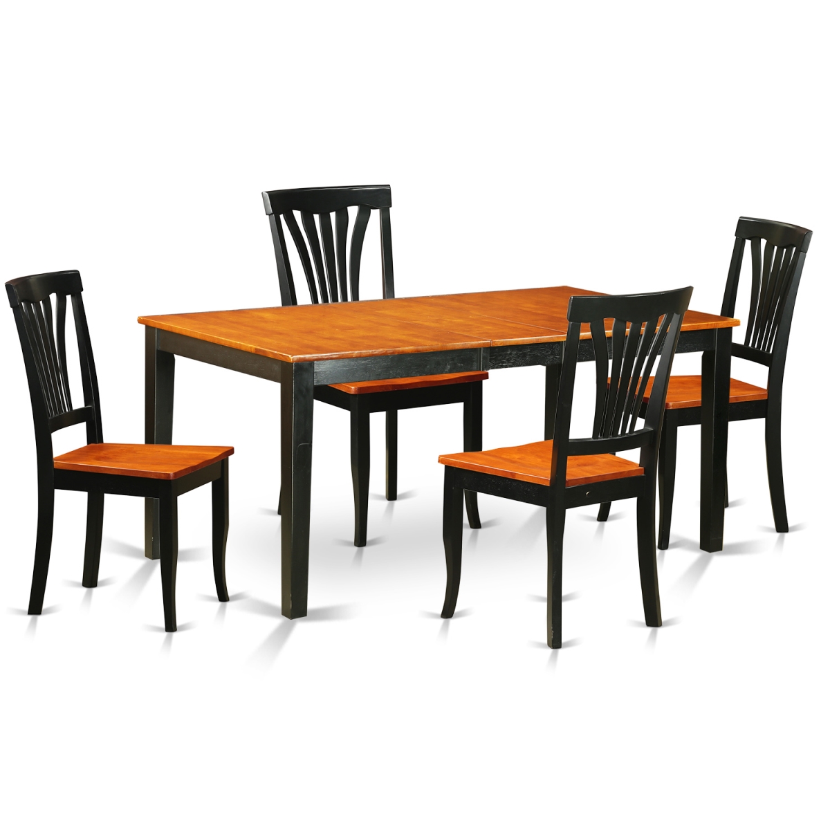Wood Seat Kitchen Table Set - Dining Table & 4 Chair, Black & Cherry - 5 Piece