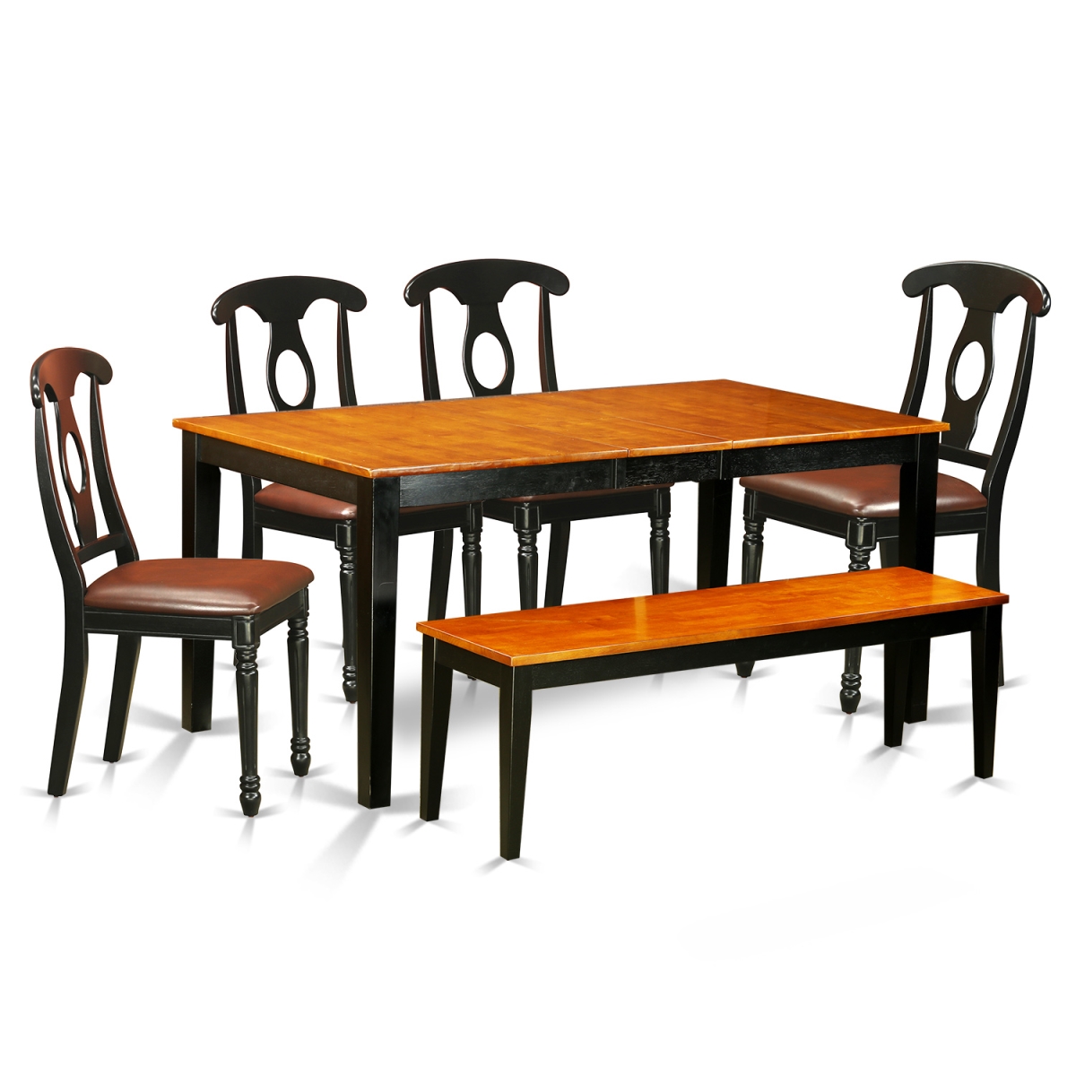 NIKE6-BCH-LC Dining Set with Kitchen Tables & 4 Chairs Plus Bench, Black & Cherry - 6 Piece -  East West Furniture