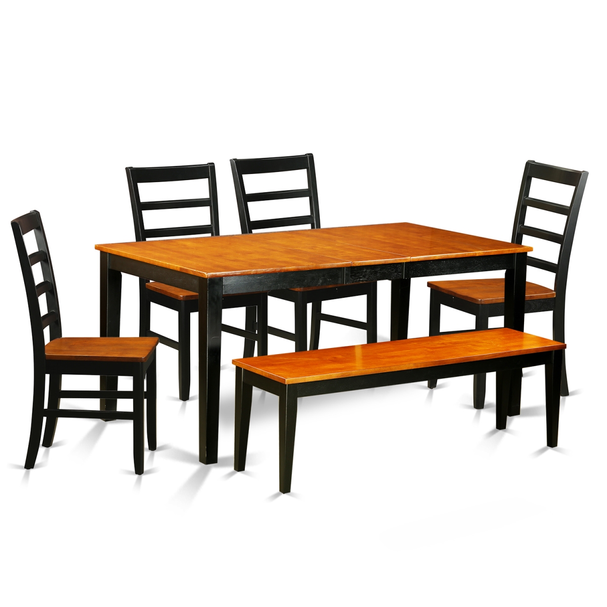 NIPF6-BCH-W Dining Room Set with Kitchen Tables & 4 Solid Wooden Chairs Plus Bench, Black & Cherry - 6 Piece -  East West Furniture