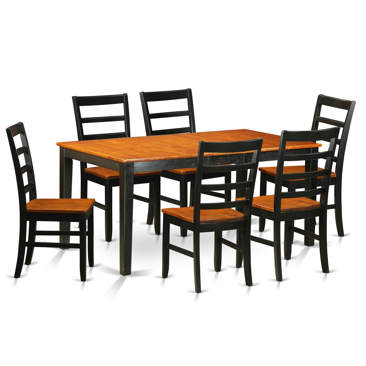 NIPF7-BCH-W Table Set - Dining Table & 6 Chairs, Black & Cherry - 7 Piece