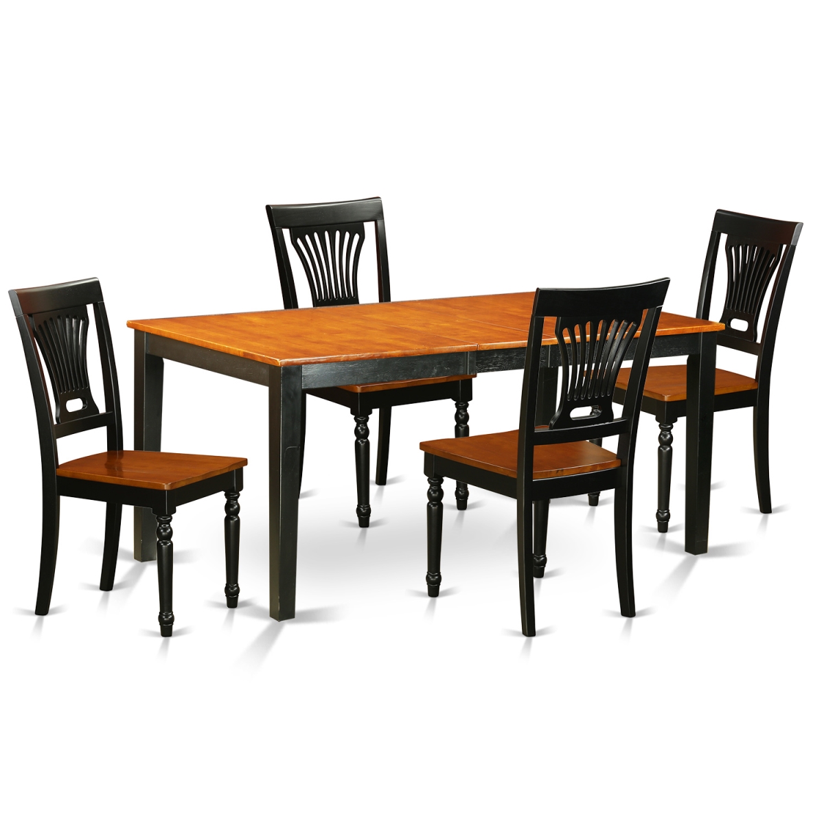 NIPL5-BCH-W Table Set - Dining Table & 4 Wooden Chairs, Black & Cherry - 5 Piece -  East West Furniture