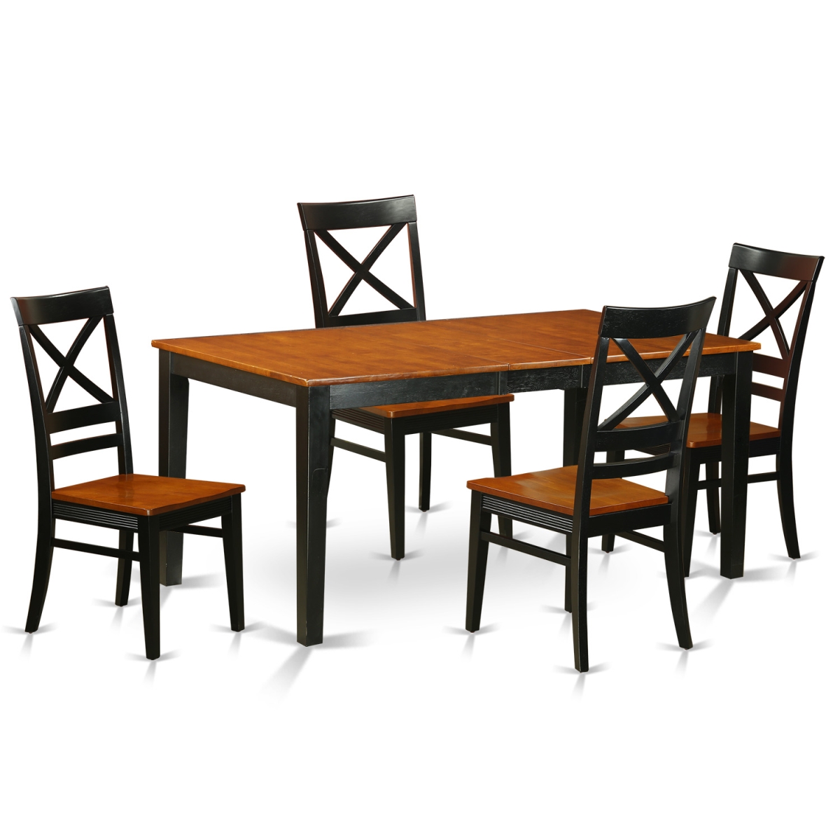 NIQU5-BCH-W Table Set - Dining Table & 4 Solid Wood Chairs, Black & Cherry - 5 Piece -  East West Furniture