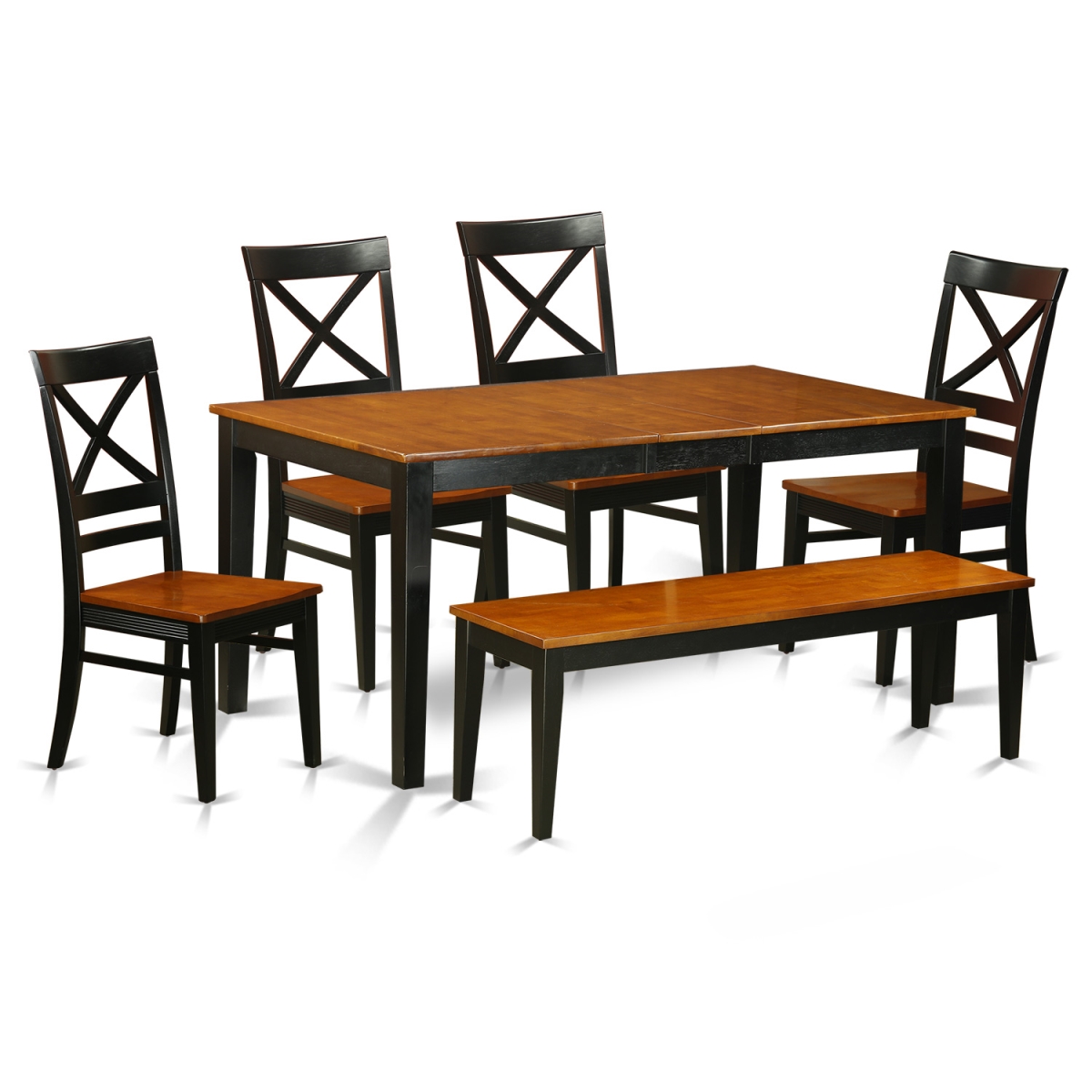 NIQU6-BCH-W Dining Room Set with Kitchen Tables & 4 Chairs Plus Bench, Black & Cherry - 6 Piece -  East West Furniture