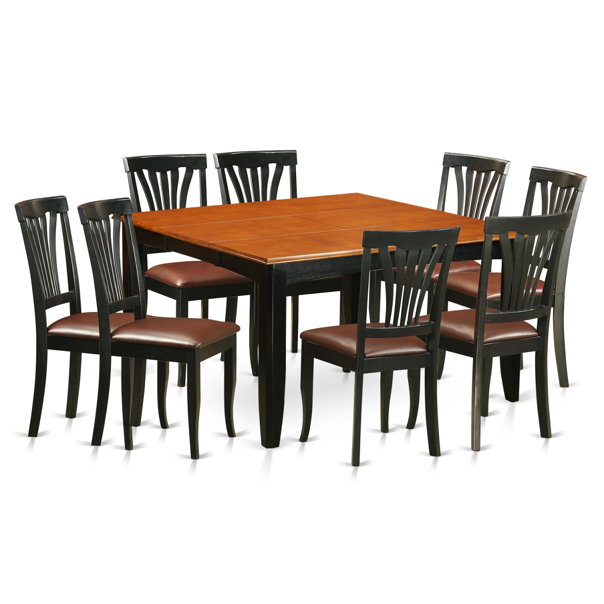 Dining Room Table Set - Table & 8 Solid Chairs, Black & Cherry - 9 Piece