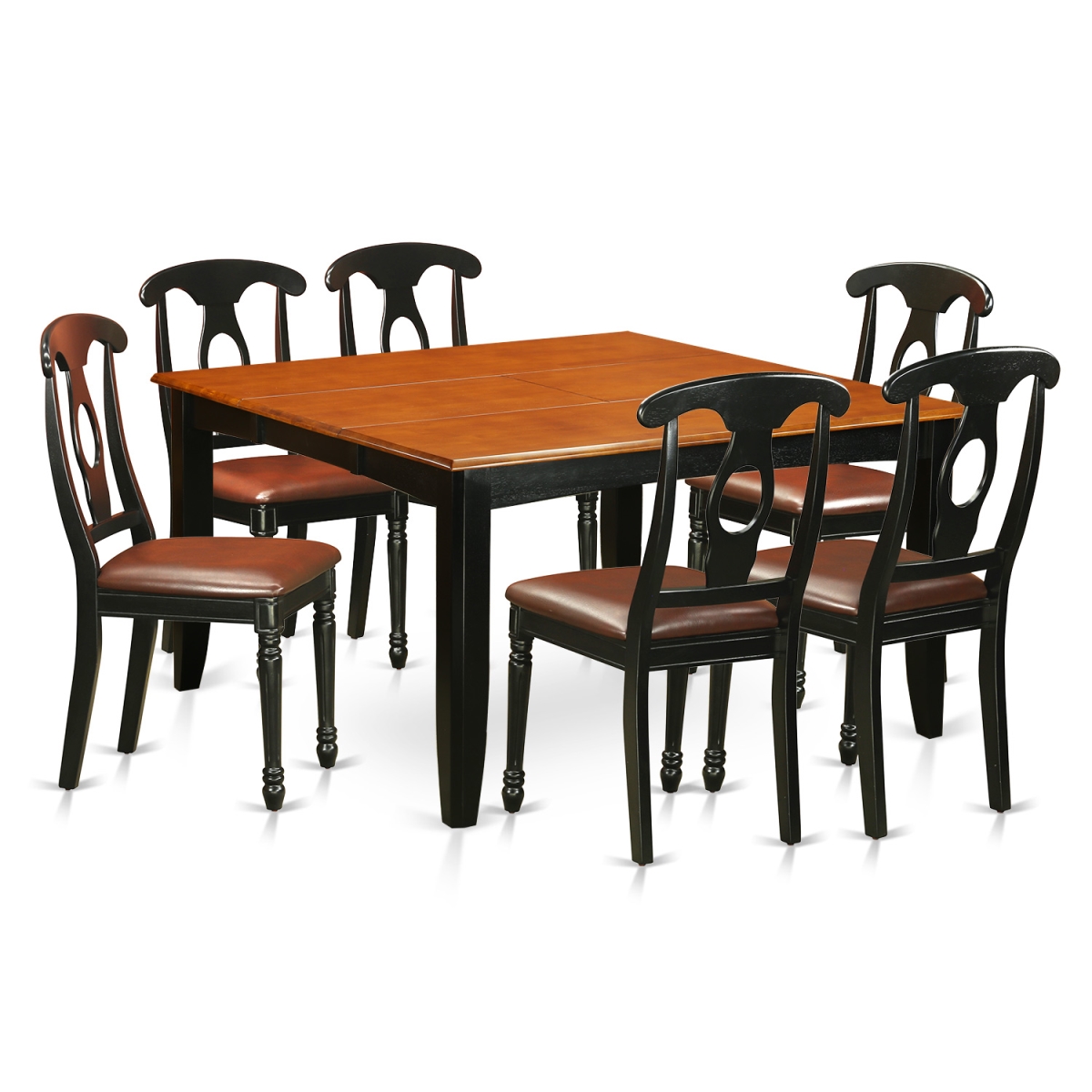 PFKE7-BCH-LC Dining Room Table Set - Table & 4 Solid Wood Chairs, Black & Cherry - 7 Piece -  East West Furniture