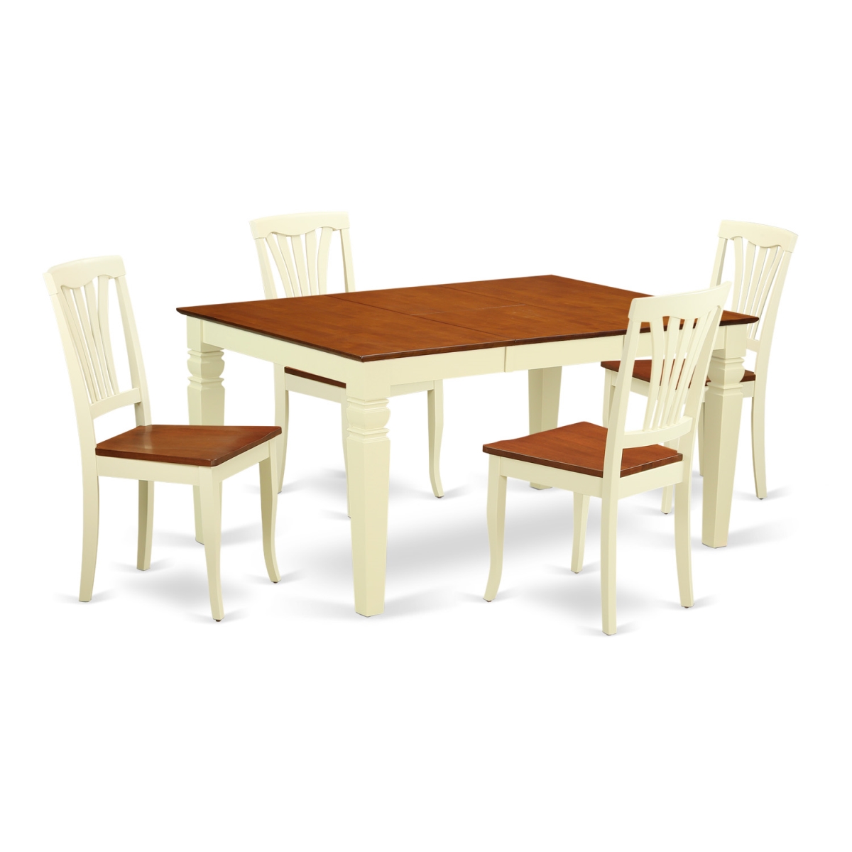 WEAV5-BMK-W Kitchen Set with One Weston Table & Four Solid Wood Seat Chairs, Buttermilk & Cherry - 5 Piece -  East West Furniture
